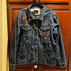 The SkyLine  Collection Denim Jacket Embroidered Floral Size XL